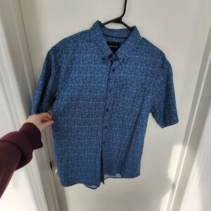Jachs Short-Sleeve Button-Down Shirt in Blue Pattern